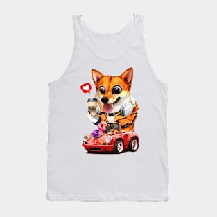 Driving Cute Corgi Tank Top